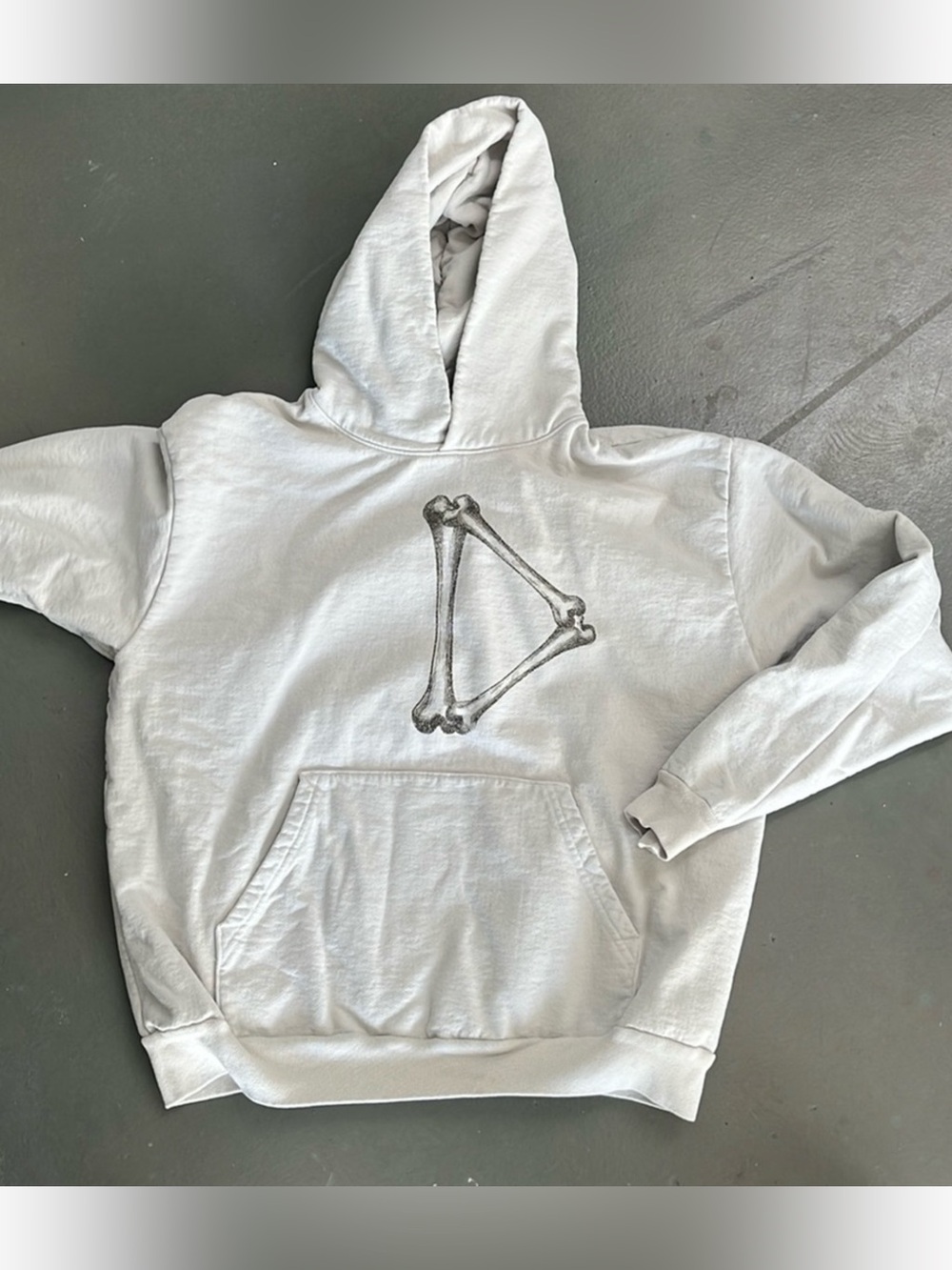 Light Gray Men's Hooded Sweatshirt with Bone Graphic